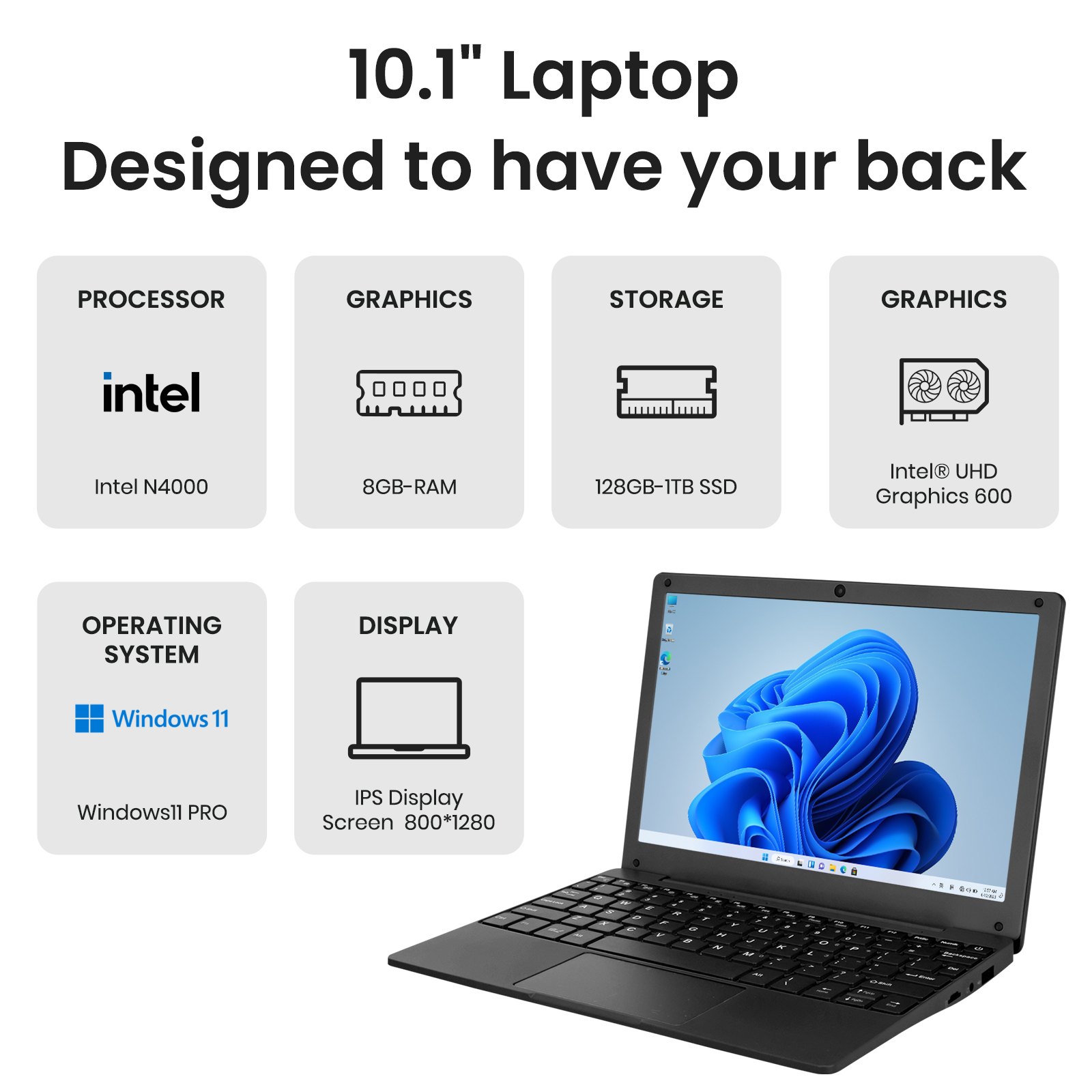 10.1 inch Intel N4000 mini  laptop features and specifications