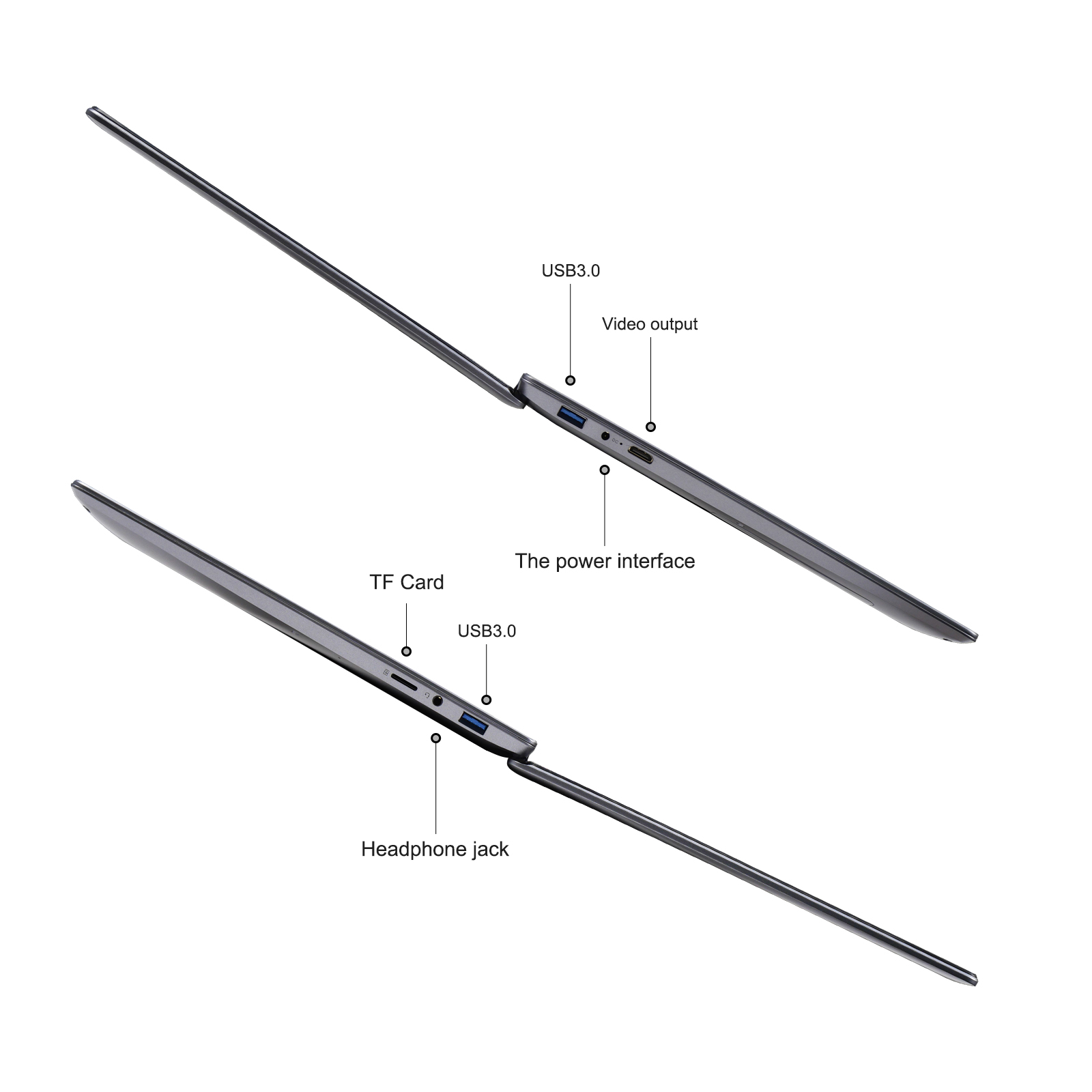 15.6 inch N5095 laptop side profile and ports