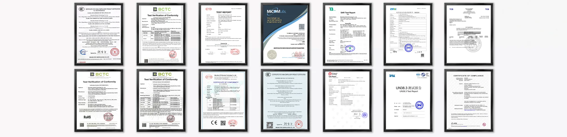 HonLin product compliance certificates and test reports
