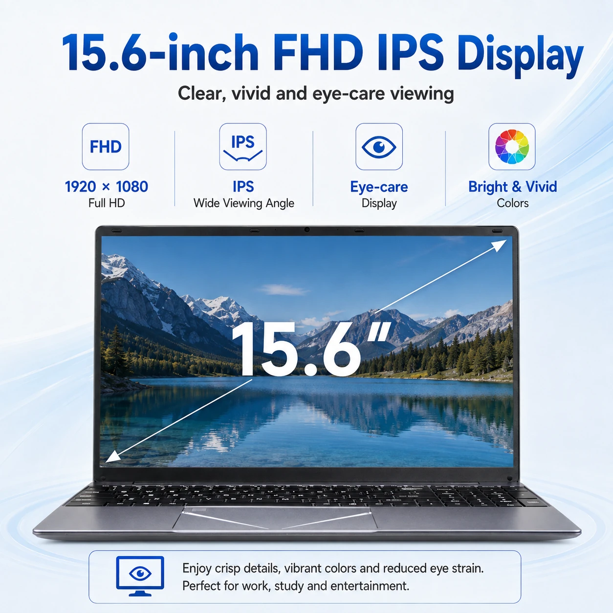 15.6 inch N5095 laptop Full HD IPS display