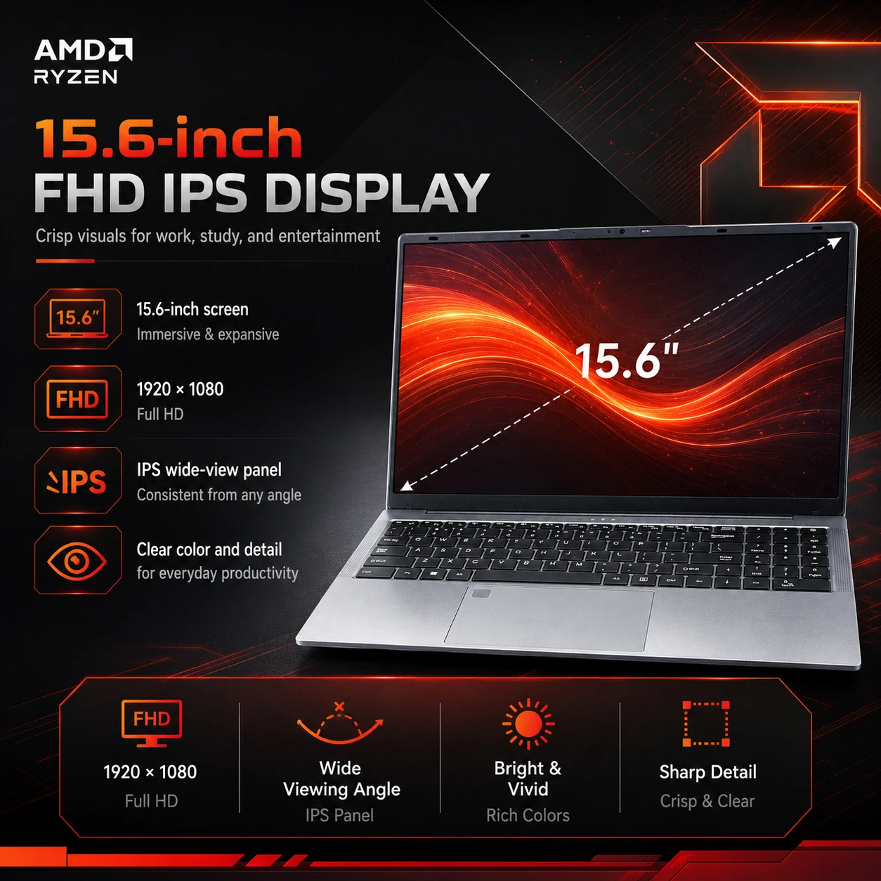 15.6 inch Ryzen 7 5825U laptop Full HD IPS display